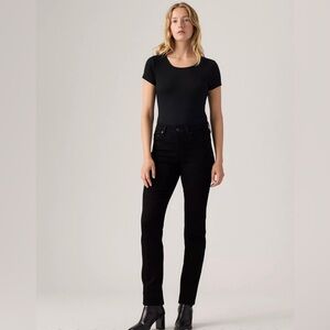 Levi's Women's 724 High Rise Black Straight Leg Jeans